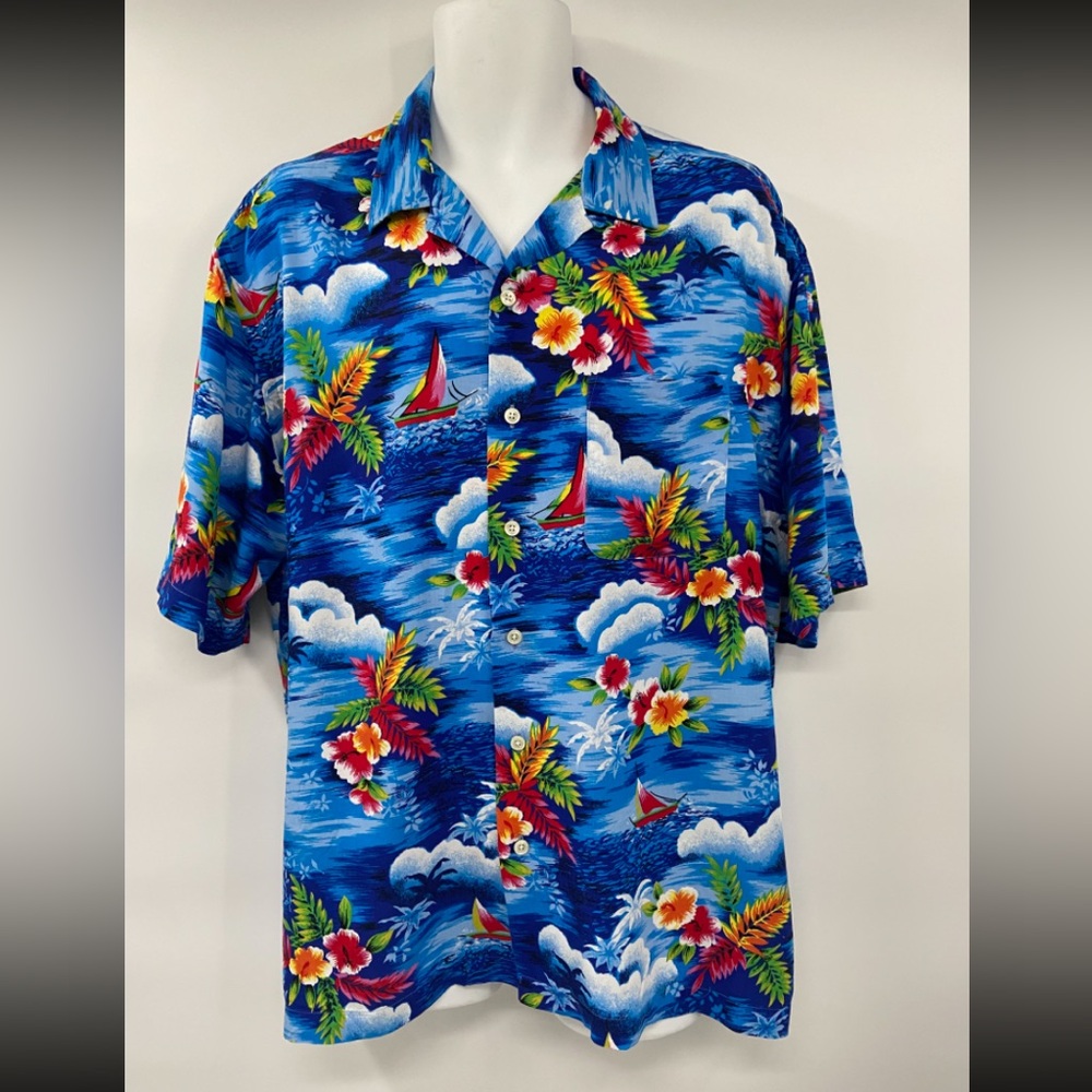 Vintage Polo Ralph Lauren Caldwell Rayon Aloha Hawaiian‎ Floral Shirt Size XL